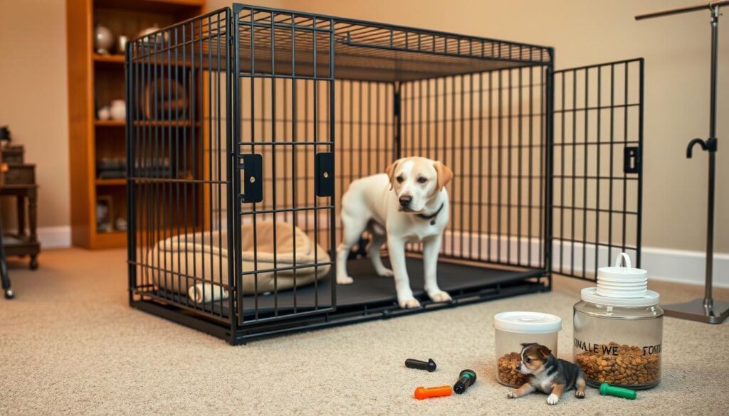 cage dog training