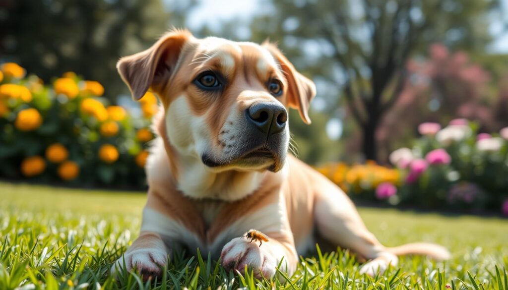 dog gets stung by bee