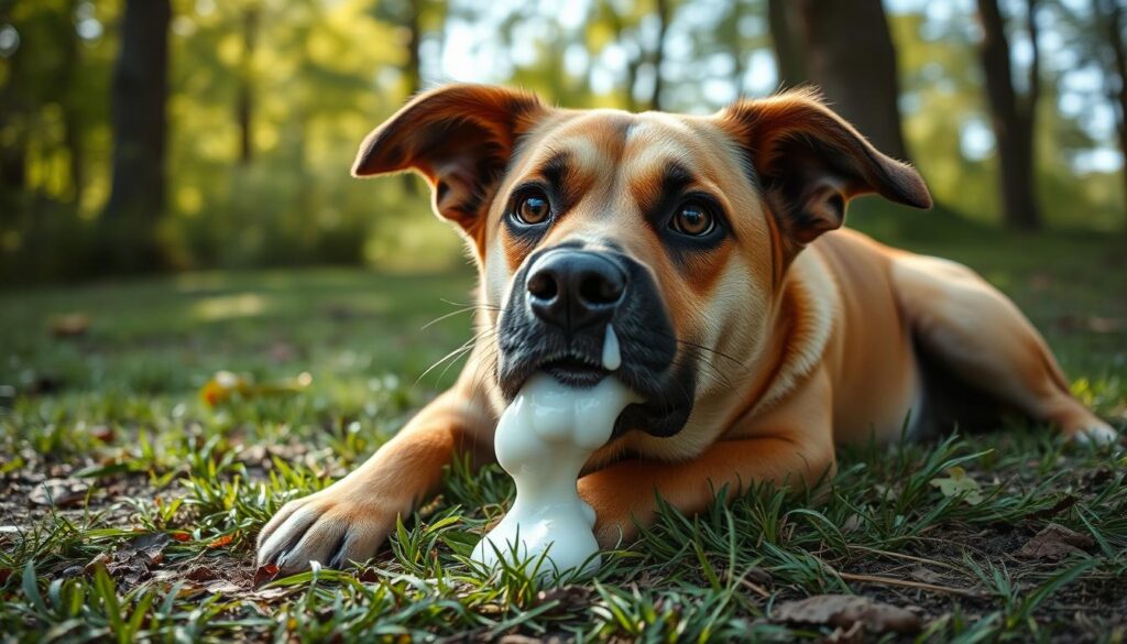 dog throwing up white foam